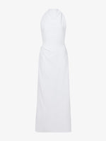 Flat image of Selena Twist Back Dress in Matte Viscose Crepe in white