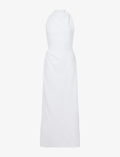 Flat image of Selena Twist Back Dress in Matte Viscose Crepe in white