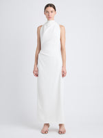 Proenza Schouler Front image of model wearing Selena Twist Back Dress in Matte Viscose Crepe in white