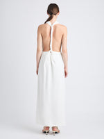 Proenza Schouler Back image of model wearing Selena Twist Back Dress in Matte Viscose Crepe in white