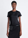 Cropped front image of model wearing Maren Top in Eco Cotton Jersey in black