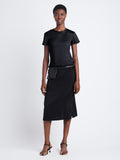 Front image of model wearing Maren Top in Eco Cotton Jersey in black