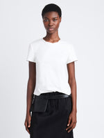 Front cropped image of model wearing Maren Top In Eco Cotton Jersey in WHITE