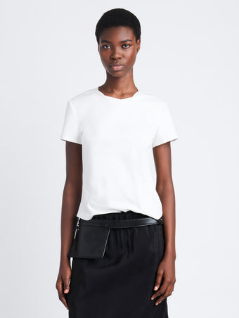 Front cropped image of model wearing Maren Top In Eco Cotton Jersey in WHITE