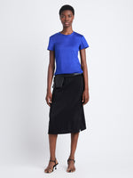 Front full length image of model wearing Maren Top In Eco Cotton Jersey in COBALT