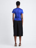 Back full length image of model wearing Maren Top In Eco Cotton Jersey in COBALT