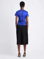 Back full length image of model wearing Maren Top In Eco Cotton Jersey in COBALT