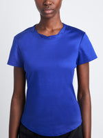 Detail image of model wearing Maren Top In Eco Cotton Jersey in COBALT