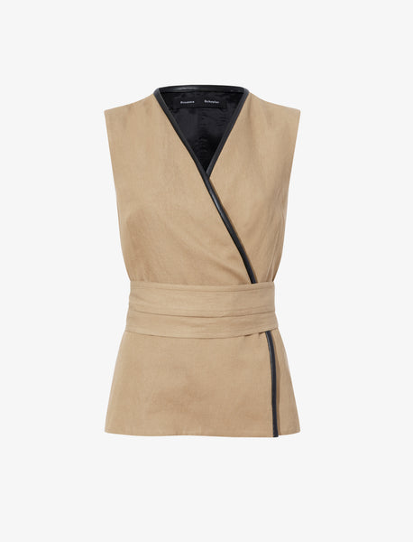 Proenza Schouler Elliot Top in Cotton Linen - Hazelnut