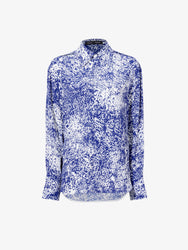 Still Life image of Norman Top In Printed Viscose Crepe in COBALT MULTI