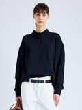 Front cropped image of model wearing Brooks Polo in Cotton Terry Jersey in BLACK
