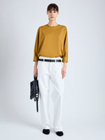 Front full length image of model wearing Olson T-Shirt in Eco Cotton Jersey in CIDER