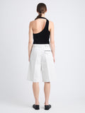 Back full length image of model wearing Jenny Short In Cotton Linen in ECRU