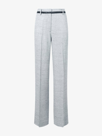 Still Life image of Aiden Pant in Melange Viscose Linen Suiting in GREY MULTI