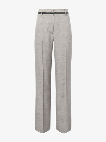 Still Life image of Aiden Pant in Melange Viscose Linen Suiting in BRONZE MULTI