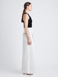 Side full length image of model wearing Dana Pant In Cotton Viscose in ECRU