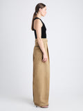 Side full length image of model wearing Dana Pant In Cotton Viscose in HAZELNUT