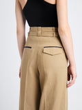 Detail image of model wearing Dana Pant In Cotton Viscose in HAZELNUT