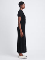 Side full length image of model wearing Auden Dress In Textured Knit in BLACK