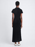 Back full length image of model wearing Auden Dress In Textured Knit in BLACK
