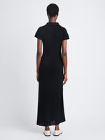 Back full length image of model wearing Auden Dress In Textured Knit in BLACK