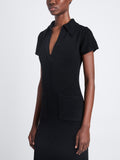 Detail image of model wearing Auden Dress In Textured Knit in BLACK