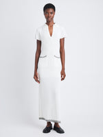 Front full length image of model wearing Auden Dress In Textured Knit in WHITE