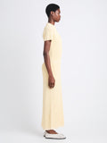 Side full length image of model wearing Auden Dress In Textured Knit in YELLOW