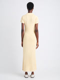 Back full length image of model wearing Auden Dress In Textured Knit in YELLOW