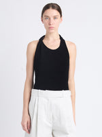 Front cropped image of model wearing Stevie Top In Textured Knit in BLACK