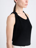 Detail image of model wearing Stevie Top In Textured Knit in BLACK