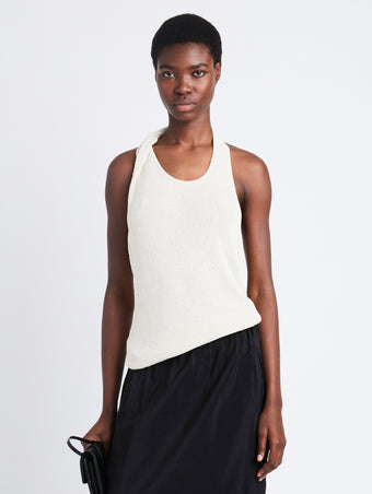Front cropped image of model wearing Stevie Top In Textured Knit in WHITE