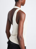 Detail image of model wearing Stevie Top In Textured Knit in WHITE