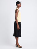 Side full length image of model wearing Stevie Top In Textured Knit in YELLOW
