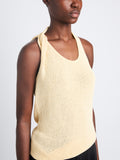 Detail image of model wearing Stevie Top In Textured Knit in YELLOW