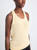 Detail image of model wearing Stevie Top In Textured Knit in YELLOW
