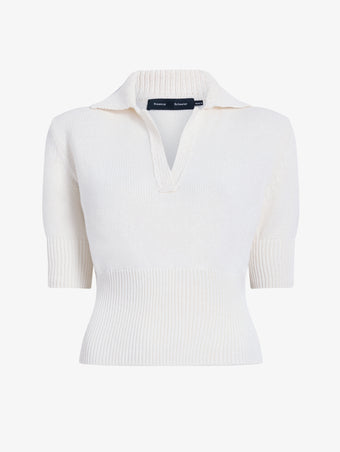 Proenza Schouler Still Life image of Reeve Polo in Cotton Knit in Off White