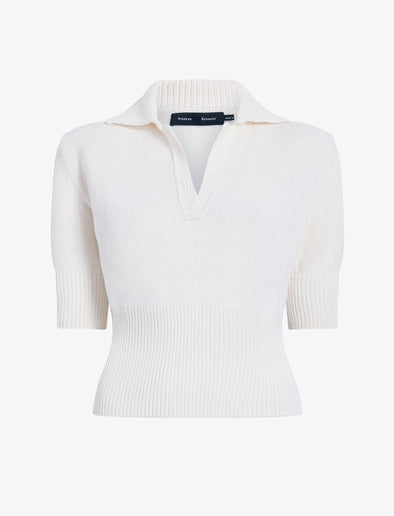 Proenza Schouler Still Life image of Reeve Polo in Cotton Knit in Off White