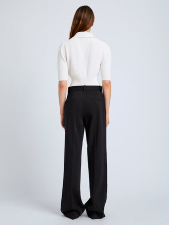 Proenza Schouler Back full length image of model wearing Reeve Polo in Cotton Knit in Off White