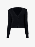 Flat image of Addie Cardigan in Silk Viscose in black