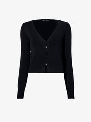 Flat image of Addie Cardigan in Silk Viscose in black