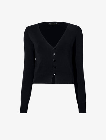 Flat image of Addie Cardigan in Silk Viscose in black