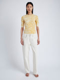 Front image of model wearing Greta Top In Knit Jacquard in YELLOW MULTI