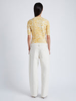 Back image of model wearing Greta Top In Knit Jacquard in YELLOW MULTI