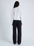 Back image of model wearing Sofia Cardigan In Cotton in OFF WHITE