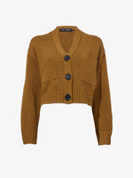 Flat image of Sofia Cardigan In Cotton in OCHRE