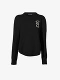 Flat image of Harrison Monogram Sweater in Wool Jacquard in black
