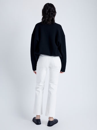 Back image of model wearing Jasper Jean in white