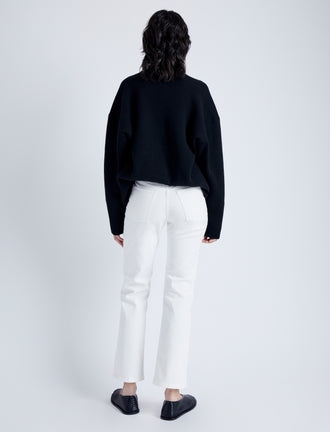 Back image of model wearing Jasper Jean in white