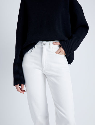 Detail image of model wearing Jasper Jean in white